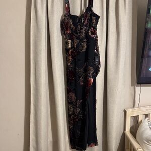 Lulu's Strapless Black and Red Floral Dress